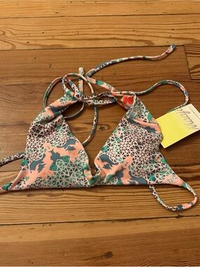MAAJI Reversible Colorful Bikini Bralette Swim Top Lace Up Tie Back Size S New